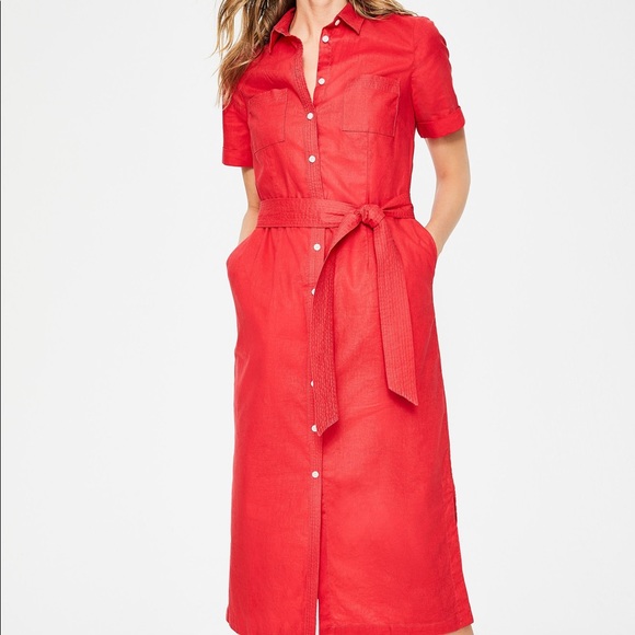 Boden Dresses & Skirts - Boden Tie Waist Shirt Dress Size 12 Long